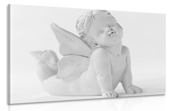 Quadro su tela – Statua d'angelo adorabile in bianco e nero