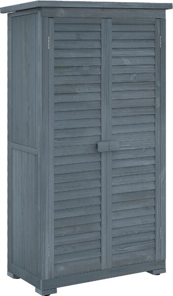 VivaGarden Armadio da Esterno / Balcone Antipioggia in Legno con 2 Porte a Persiana e Ripiani Interni 87x46.5x160 cm colore Grigio