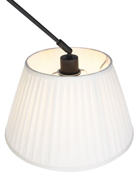 Lampada a sospensione nera con paralume plissettato 35 cm crema - Blitz