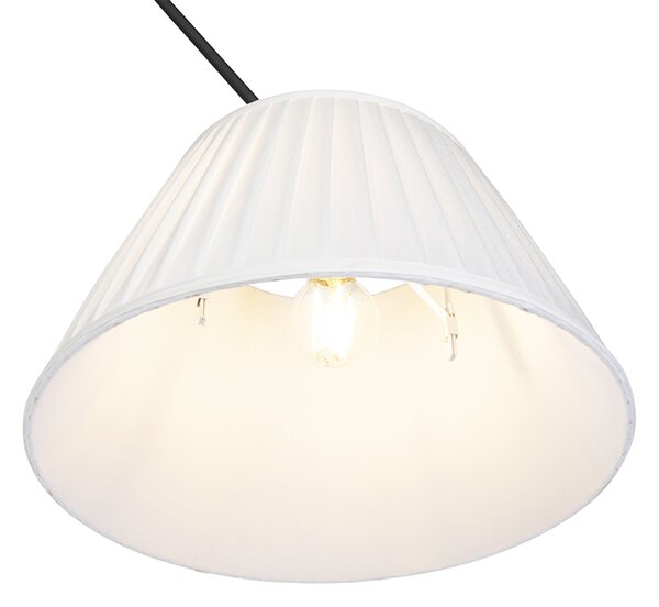 Lampada a sospensione nera con paralume plissettato 35 cm crema - Blitz