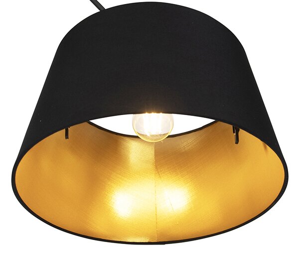 Lampada a sospensione nera con paralume in cotone nero e oro 35 cm - Blitz