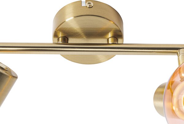 Faretto Art Déco oro con vetro rosa 2 luci - Vidro
