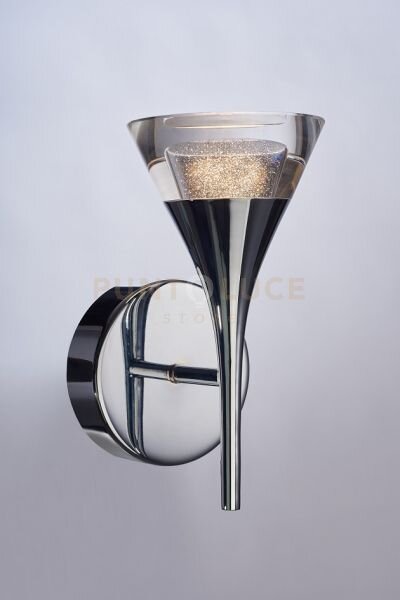 Jewel, lampada da parete, cristallo trasparente, cromo, led 6w, 300