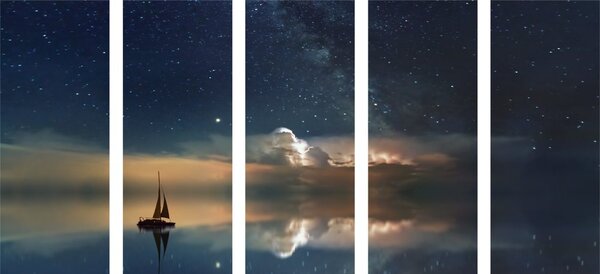 Quadri 5 pezzi – Barca sul mare