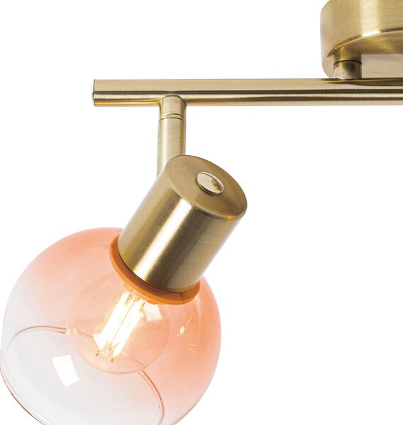 Faretto Art Déco oro con vetro rosa 2 luci - Vidro