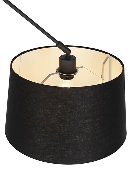 Lampada a sospensione nera con paralume in lino nero 35 cm - Blitz
