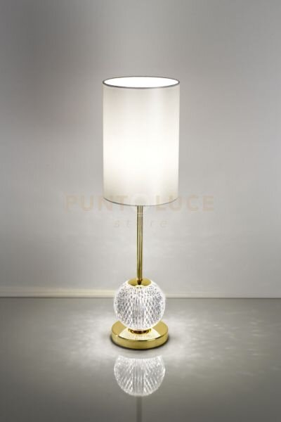 Lampada da tavolo diamante, acrilico trasparente, struttura oro par