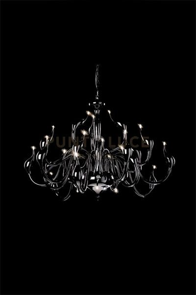 Lampadario metaswan nero, 24 luci attacco g4. diametro 110 cm, alt