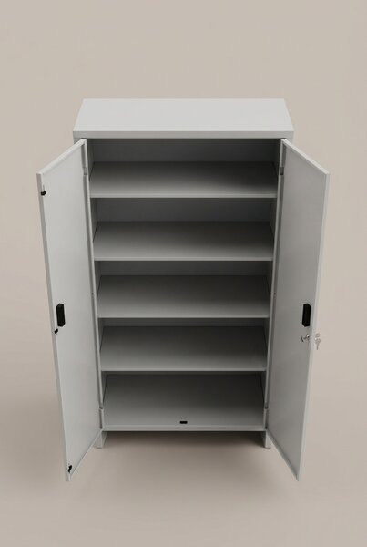 PROMETAL Armadio da Esterno / Balcone in Metallo 2 ante 4 ripiani Dimensioni 80x40x175 cm colore Grigio