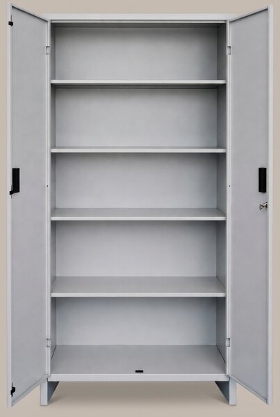 PROMETAL Armadio da Esterno / Balcone in Metallo 2 ante 4 ripiani Dimensioni 80x40x175 cm colore Grigio