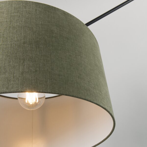 Lampada a sospensione nera con paralume 35 cm verde regolabile - Blitz