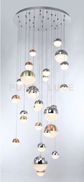 Lampada a sospensione atomo, 27 luci, colori misti, led 136,8w, 600
