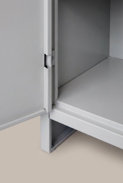 PROMETAL Armadio da Esterno / Balcone in Metallo 2 ante 4 ripiani Dimensioni 80x40x175 cm colore Grigio