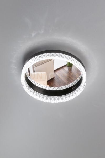 Lampada da soffitto regina, acrilico trasparente, nero opaco + stru