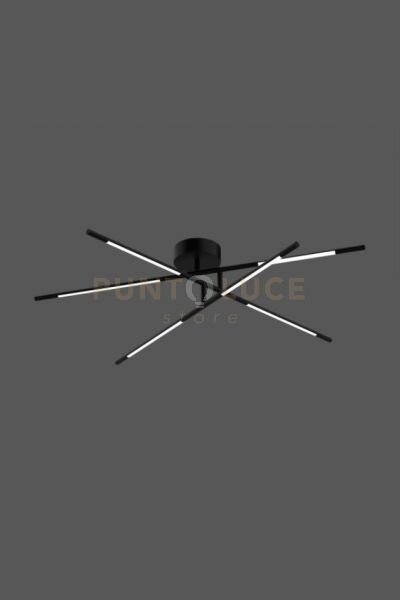 Lampadario da soffitto 6 nero matto led 30w 2400lm 3000k dimmerabil