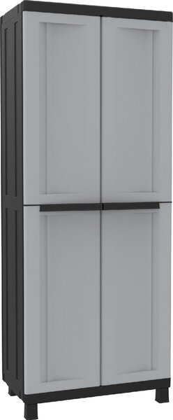 TERRY Armadio da Esterno / Balcone in Plastica Antipioggia 2 ante 3 ripiani Dimensioni 68x39x170 cm colore Grigio/Nero - Twist