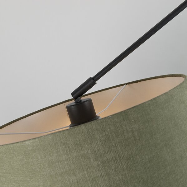 Lampada a sospensione nera con paralume 35 cm verde regolabile - Blitz