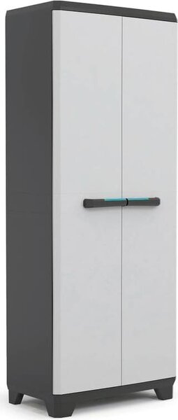 KIS Armadio da Esterno Portascope in Plastica Antipioggia 2 ante 3 ripiani Dimensioni 39x68x173 cm colore Nero/Bianco - Linear