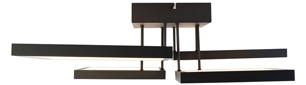 Plafoniera nera incl. LED dimmerabile a 3 livelli 4 luci - Lejo