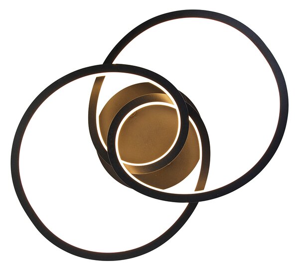 Plafoniera nera 45 cm con LED dimmerabile a 3 livelli - Rowin