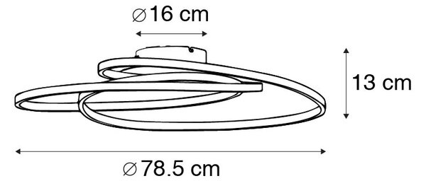 Plafoniera bianca 78 cm con LED a 3 step dimmer - Rowin