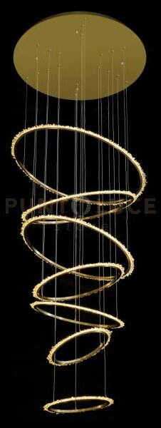 Lampada a sospensione quartz halo 7 ad anello, oro satinato, led 20