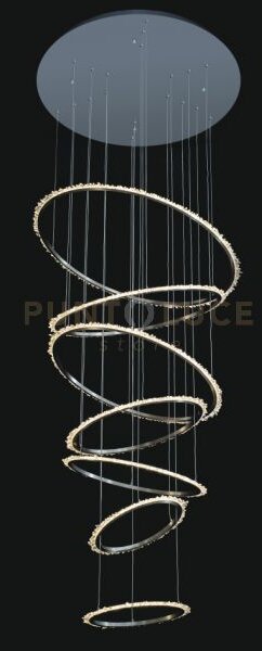 Lampada a sospensione quartz halo 7 ad anello, nichel satinato, led