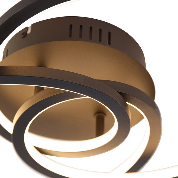 Plafoniera nera 45 cm con LED dimmerabile a 3 livelli - Rowin