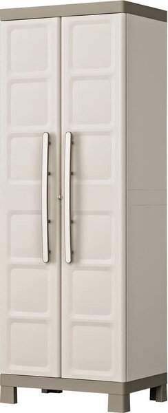 KETER Armadio da Esterno / Balcone in Plastica Antipioggia 2 ante 4 ripiani Dimensioni 65x45x182 cm colore Beige/Grigio