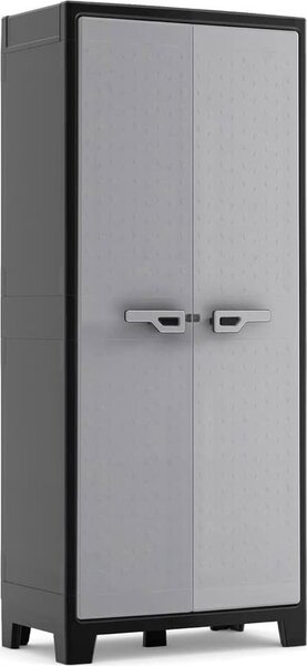 KETER Armadio da Esterno / Balcone in Plastica Antipioggia 2 ante 4 ripiani Dimensioni 80x44x182 cm colore Antracite/Grigio - Titan XL