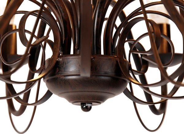 Lampadario intelligente ruggine marrone 8 luci incl. Wifi B35 - Giuseppe