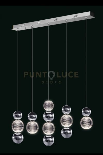 Lampada a sospensione brillante, luminosa, cromata, led 27w, lumen 