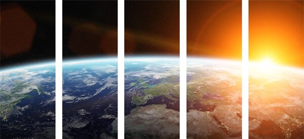 Quadri 5 pezzi – Vista sul pianeta dallo spazio