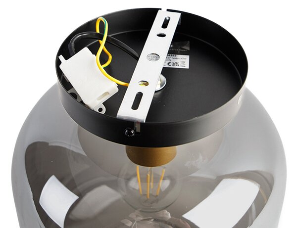 Plafoniera di design nera e oro con vetro fumé - Zuzanna