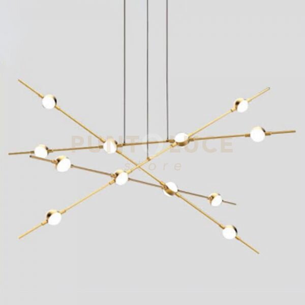 Lampada a sospensione molecular 12 lt oro, led 3000k 28,80w, 2340l