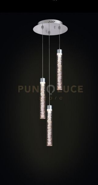 Crackle lampadario a sospensione 3 luci, led 14.4 w, 4000k, lm 1224