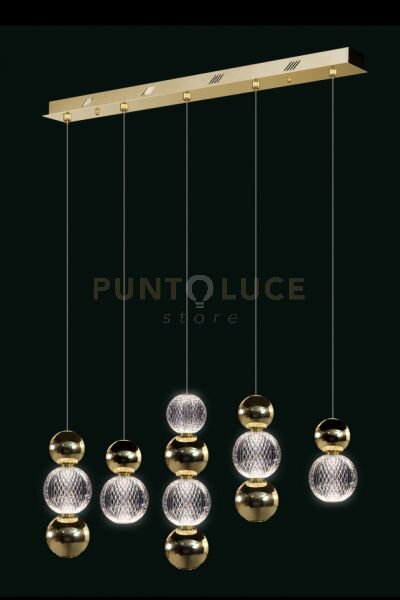 Lampada a sospensione brillante, luminosa, oro lucido, led 27w, lum