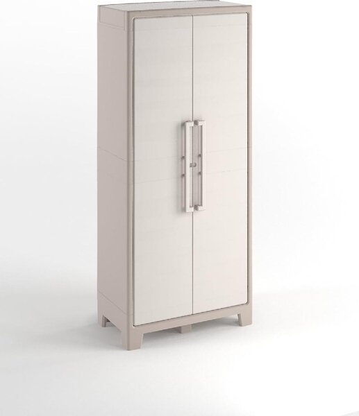 KETER Armadio da Esterno / Balcone in Plastica Antipioggia 2 ante 4 ripiani Dimensioni 44x80x182 cm colore Grigio - Gulliver Multispace