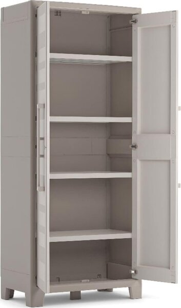 KIS Armadio da Esterno / Balcone in Plastica Antipioggia 2 ante 4 ripiani Dimensioni 80x44x182 cm colore Beige - Gulliver