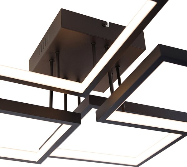Plafoniera nera incl. LED dimmerabile a 3 livelli 4 luci - Lejo