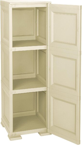 Tontarelli Armadio da Esterno / Balcone in Resina Antipioggia 1 anta 2 ripiani Dimensioni 40x43x125 cm colore Angora - Omnimodus
