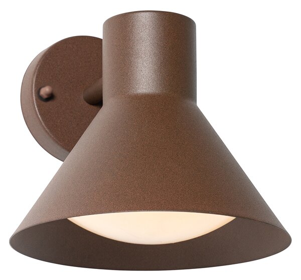 Lampada da parete per esterni industriale marrone ruggine a cono IP44 - Natas