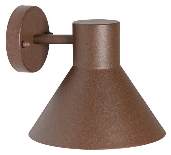 Lampada da parete per esterni industriale marrone ruggine a cono IP44 - Natas
