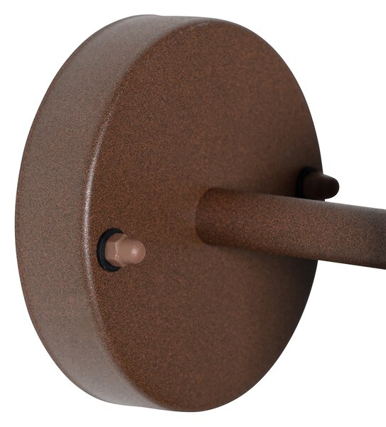 Lampada da parete per esterni industriale marrone ruggine rotonda IP44 - Natas