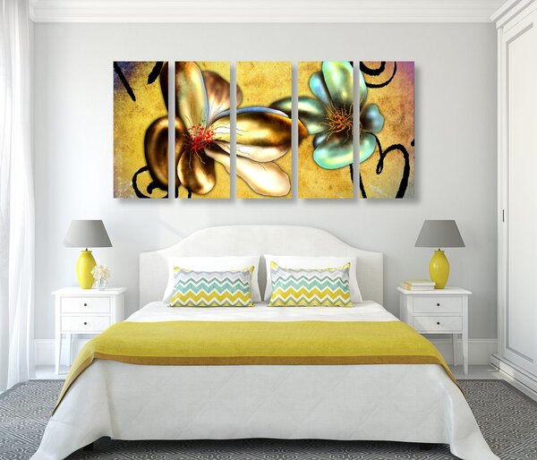 Quadri 5 pezzi – Fiori vintage interessanti