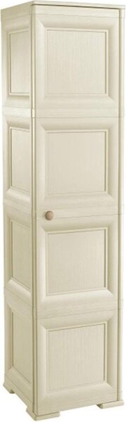 Tontarelli Armadio da Esterno / Balcone in Resina Antipioggia 1 anta 3 ripiani Dimensioni 40x43x164 cm colore Angora - Omnimodus