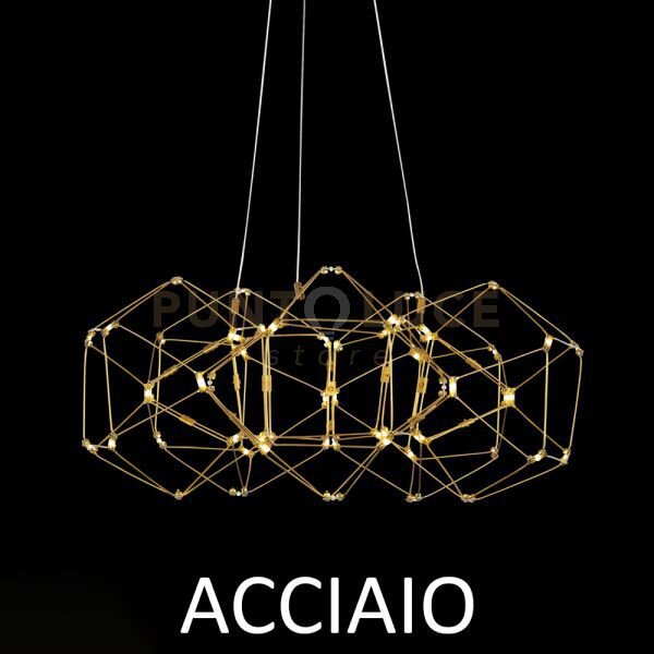 Lucciola 5 prismi sospensione rotonda, acciaio inossidabile led 24 