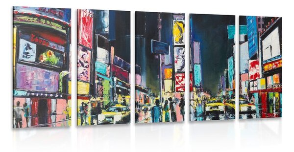 Quadri 5 pezzi – New York colorata