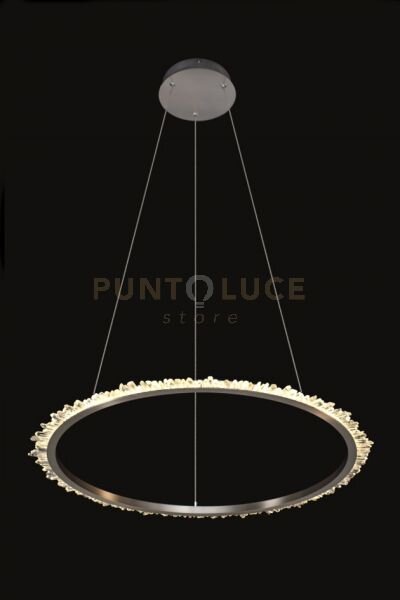 Lampada a sospensione rotonda grande quartz halo, nichel satinato, 