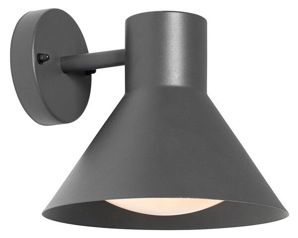 Lampada da parete per esterni industriale grigio scuro a cono IP44 - Natas